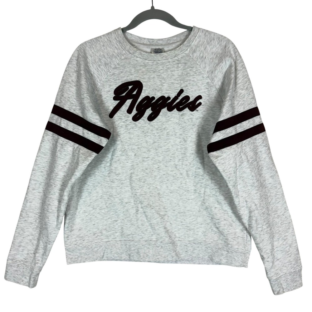 Aggies Sweatshirt Girls Large Gray Rivalry Threads Fleece Crewneck Top